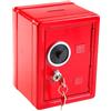 Idena 50035 - Cassaforte per risparmi, 120 x 100 x 160 mm, rossa, con chiave e serratura a combinazione meccanica