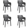 Keter Sedie Da Esterno In Resina Design Moderno Con Braccioli Elisa Keter Grafite 4 Pz
