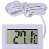 TERMOMETRO DIGITALE DISPLAY LCD PER ACQUARIO FRIGORIFERO CELLA CON SONDA BIANCO