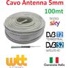 Wttelettronica CAVO ANTENNA TV SATELLITARE TERRESTRE OTTIMO PER SKY MATASSA 100mt 5MM FeCu 0,8