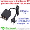 Zodiac ALIMENTATORE PER ANTENNA AMPLIFICATORE TV DIGITALE TERRESTRE 1 USCITE 12V 450mA