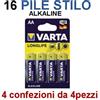 VARTA 16 PILE STILO VARTA ALKALINE LONGLIFE AA R6 ALCALINE 4 confezioni da 4