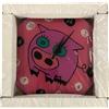OROLOGIO DA PARETE MURO DECORO MAIALE QUADRANTE IN VETRO ROSA E FUCSIA CM 25