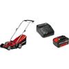 Einhell 3413266 Tosaerba a Batteria, 18 Volt + Power-X-Change Starter Kit, Caricabatteria e Batteria da 4000 mAh Li-Ion, Nero, Rosso