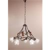 Mondoluce Lampadario classico in ferro battuto scuro con fiori a 5 luci DP213