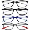 OPULIZE Ice 4 Pacco Super Leggero Occhiali Da Lettura Nero Blu Grigio Donna Uomo RRRR61-1137 +1,00