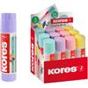 Kores - Colla Stick Colori Pastello, Adesivo a Forte Tenuta non Tossica e Sicura, Lavabile, Ideale per Scuola e Ufficio, Confezione da 12 x 20g in Colori Assortiti
