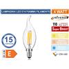 Universo CONFEZIONE 15 LAMPADINE LED FILAMENTO E14 4W CANDELA A FIAMMA 3000K 4000K 6500K