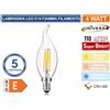Universo CONFEZIONE 5 LAMPADINE LED FILAMENTO E14 4W CANDELA A FIAMMA - 3000K 4000K 6500K