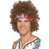 SMIFFYS Afro Hippy, castana, con foulard e medaglione con simbolo della pace Halloween