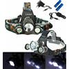 X-BALOG TORCIA LAMPADA FRONTALE LED RICARICABILE 3 LED 5000 LUMEN CREE T6 R5 RJ3000
