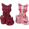 Villa d'Este Home Tivoli Set 2 Gatto porta telecomando h.27,5 cm, Xmas Tartan