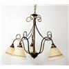 LAMPADARIO CLASSICO FERRO BATTUTO MARRONE RUGGINE CON VETRI MARMORIZZATI GRECA/5