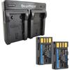Blumax 2x Batteria Blumax + caricatore DUAL USB per JVC GR-D750EX,GR-D750U,GR-D750US