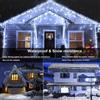 Tenda luminosa prolungabile sfalsata 150 Led con flash bianco freddo 5x70x30m