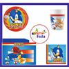 Disney KIT ADDOBBI FESTA COMPLEANNO SONIC X8X16X24X32X40 PERSONE PIATTI BICCHIER TOV