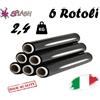 FILM ESTENSIBILE BOBINE NERE 6 ROTOLI DA 2,4 KG DA IMBALLAGGIO PALLET BANCALI