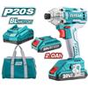 Total Avvitatore Ad Impulsi A Batteria 20V 1/4" Brushless Con 2 Batterie 2.0Ah Total