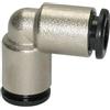 RIEGLER Connettore a L »click-clock« per tubo esterno Ø 4 mm, pressione di lavoro max. 16 bar, velocità di funzionamento. -20 °C a 80 °C, in ottone verde.