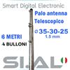 Palo antenna telescopico 6 metri 35-30-25 con 4 bulloni acciaio zincato a caldo
