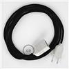 creative cables Prolunga elettrica con cavo tessile RM04 Effetto Seta Nero 2P 10A Made in Italy. - 5 Metri, Bianco