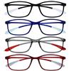 OPULIZE Ice 4 Pacco Super Leggero Occhiali Da Lettura Nero Blu Grigio Rosso Donna Uomo RRRR61-137Z +1,00
