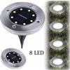 4x Disk Light Faretto Segnapassi Crepuscolare Giardino 8 LED con Pannello Solare