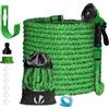 VOUNOT® Tubo Irrigazione Estensibile 30m, Tubo Flessibile da Giardino con Pistola a Spruzzo d'Acqua 10 Funzioni, Connettore 1/2 e 3/4 e Gancio e Organizer Inclusi, Verde