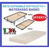 RETE LETTO ESTRAIBILE A SCOMPARSA ORTOPEDICA DOGHE SINGOLA CON RUOTE + MATERASSO