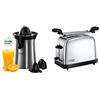 Russell Hobbs Classics Spremiagrumi, 60 Watt, Acciaio Inox + Tostapane, 2 Fessure, con Pinze, 1200 W, Acciaio Inox