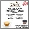 PausaCoffee KIT ASSAGGIO 50 capsule UNO SYSTEM: Caffè al Ginseng, Nocciola, Amaretto,etc