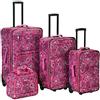 Rockland Impulse 4-Piece Softside Upright Luggage Set, Pink Bandana, (14/19/24/28)