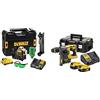 DeWalt DᴇWALT DCE089D1G-QW Laser 3 Linee 360° XR Litio 10.8V, 2.0Ah - Raggio Verde & DCH273P2T-QW Tassellatore SDS Plus, a Percussione, 5.0 Ah, Motore Brushless, 3 modalità di Lavoro