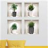 Ambiance Sticker Adesivi 3D | Adesivo murale adesivo da parete effetto 3D piante nei vasi Design - Adesivi da parete per camera da letto 3D - Decorazione Salotto - Adesivi murali Trompe l'occhio | 60 x 60 cm