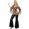 Smiffys Costume da Hippy, donna con parte superiore disegnata e pantaloni svasati Halloween