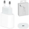 Apple Caricabatteria Originale USB‑C 20W fast Per Apple iPhone X 11 12 13 14 15 16