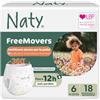 Naty FreeMovers Pannolini a Mutandina, Taglia 6 (14-20kg), 18 pezzi | Per pelli sensibili, mutandino ipoallergeniche, Assorbente, Fino a 12h di protezione dalle perdite, senza profumo, elastico