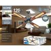 HOOMEI Ventilatore da Soffitto Lampada E27 Luce 4 Pale in Legno Catenella 125cm HM-8580