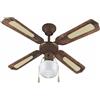 Ventilatore a Soffitto da Parete 4 Pale Ø 107 con Luce Lampadario 55-60W 3 Vel.