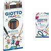 Giotto Stilnovo Skintones, Astuccio 12 Pastelli, Tonalità della Pelle & TURBO GLITTER Ast. 8 pennarelli glitterati