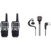 Midland XT50, Radio Walkie Talkie a Ricarica Rapida, 24 canali PMR446 senza licenza, 8 km di Portata, 38 Toni CTCSS & Microfono, MA21-L PRO con cavo spiralato
