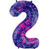 Folat 63902 Palloncino di alluminio Numero Figura 2 Paint Splash Viola 86 cm - decorazione palloncino di elio per compleanno, anniversario