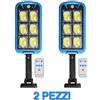 2PEZZI LAMPIONE STRADALE FARO LED 150W CON PANNELLO SOLARE TELECOMANDO GIARDINO