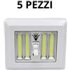 LAMPADA PUNTO LUCE EMERGENZA A LED BATTERIA CON INTERRUTTORE DA PARETE MURO
