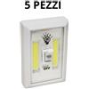 LAMPADA PUNTO LUCE EMERGENZA A LED BATTERIA CON INTERRUTTORE DA PARETE MURO