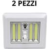 LAMPADA PUNTO LUCE EMERGENZA A LED BATTERIA CON INTERRUTTORE DA PARETE MURO