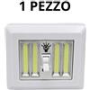 LAMPADA PUNTO LUCE EMERGENZA A LED BATTERIA CON INTERRUTTORE DA PARETE MURO