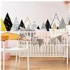 Ambiance Sticker col-ROS-C605, Adesivi murali per bambini, decorazione cameretta bambini, adesivi murali scandinavi, motivo: montagne scandinave, motivo: CHAPKA - H65 x L240 cm