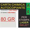 New Paper 250 FOGLI x 2 COPIE CARTA CHIMICA COPIANTE 80GR X STAMPANTI LASER E INKJET A4