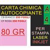 New Paper 250x2 FOGLI A4 CARTA 80GR CHIMICA BIANCA ROSA AUTOCOPIANTE CB CF X STAMPANTE